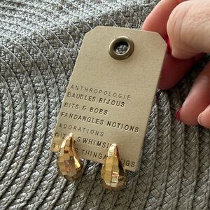 Anthropologie Shimmering Gold Teardrop Earrings
